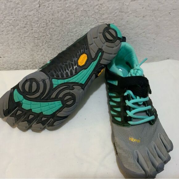 Vibram Five Fingers V-Train Cross Trainer Grey/Black/Aqua 18W6601 Wmn Size 7.5-8 - Picture 3 of 12